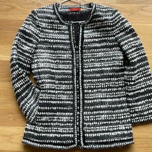 Alice + Olivia Black and White Tweed Blazer